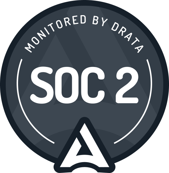 Monitored by Drata SOC 2 badge